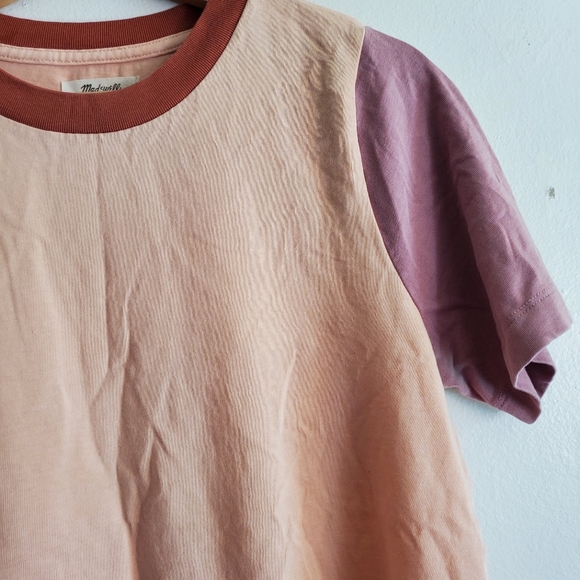 Madewell Supima cotton essential Ringer tee in colorblock size Medium. - Picture 3 of 10